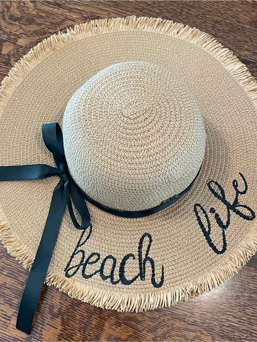 Lucky 7 USA Straw Wide Brim Hat Beach Life